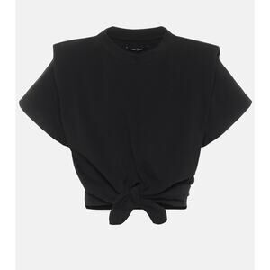 Isabel Marant Belita 80s tie front tee M tshirt shoulder pads cropped Festival